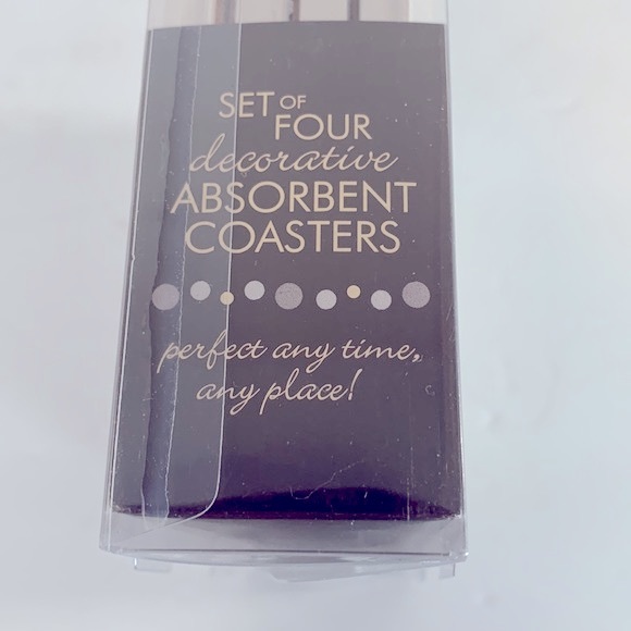 Occasions NIB Faux Marble Style Stoneware Set of 4 Cork Backing Drink Coasters - Picture 7 of 7